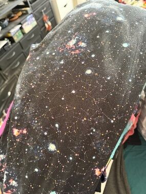Galaxy Print Leggings - Black with Constellation Pattern